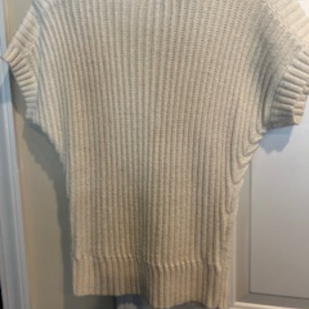 Women's Sweater Short Sleeve Brand: a.n.a. Off White with Gold Specks Medium - Picture 3 of 3